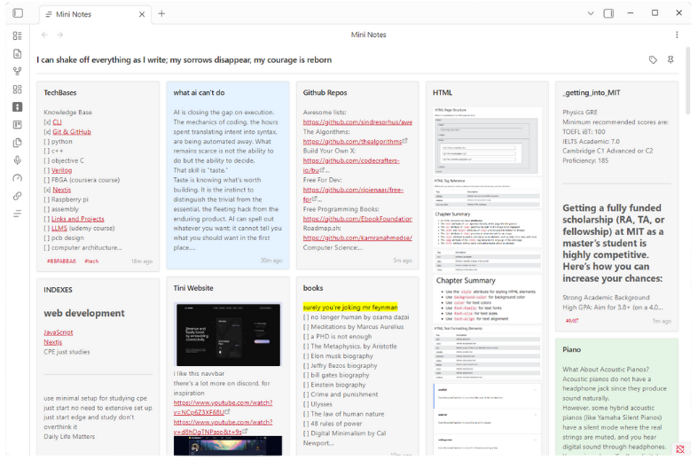 Obsidian Mini Notes preview